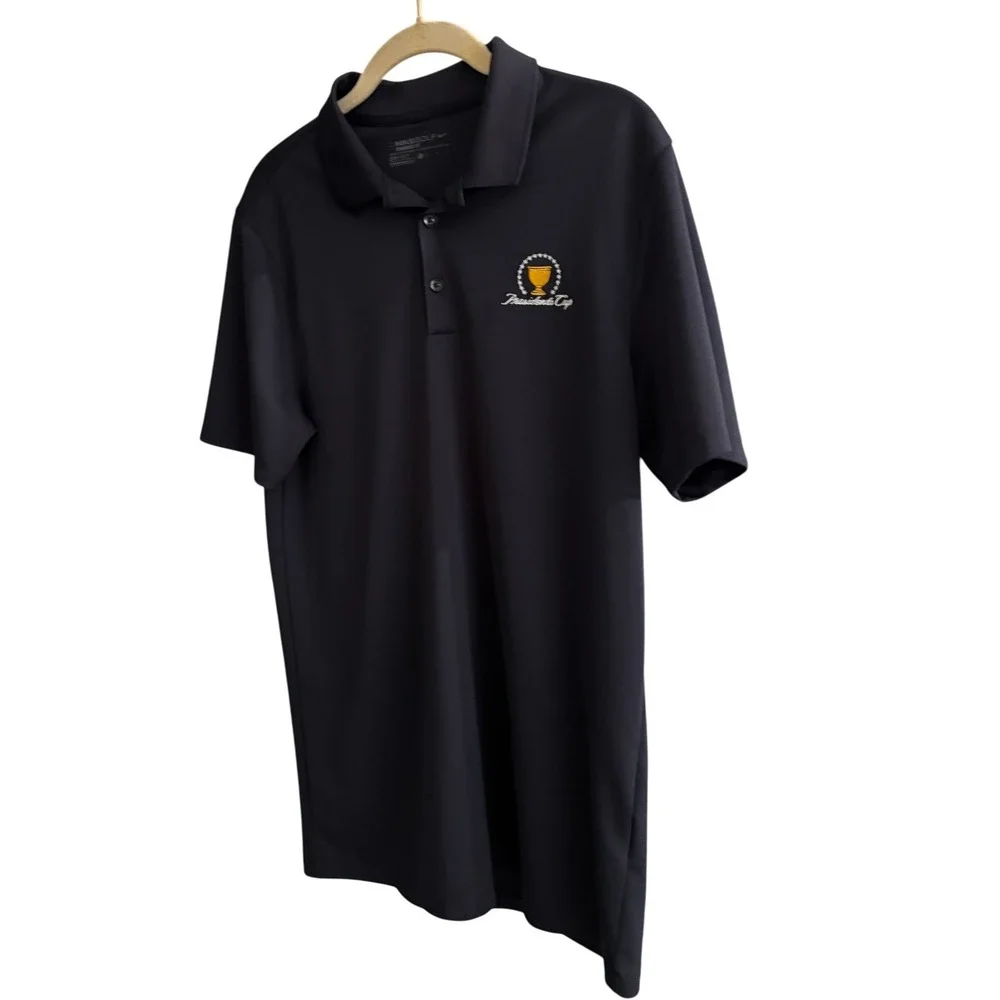 Nike Golf Mens Presidents Cup Dri-FIT Polo Shirt Black Small Standard Fit